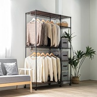 大容量五層雙桿衣櫥架 附木層板 俐落烤漆鐵力士架 分層收納