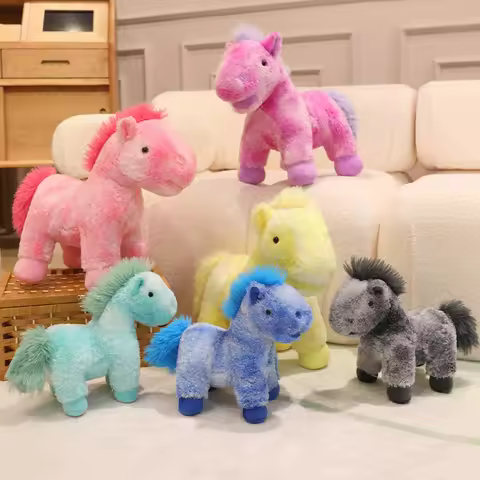 Fantastic Rainbow Horse Plush Dolls Stuffed Animal Cute Unicorn Colorful Pony Plush Toys Birthday Gi