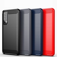 Huawei Y7A Case Carbon Brushed TPU Silicone Soft Casing Phone Back Cover