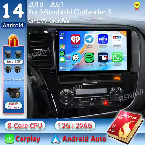 Android 14 For Mitsubishi Outlander 3 GF0W GG0W 2018 - 2021 2K QLED Android Car Radio Multimedia Vid