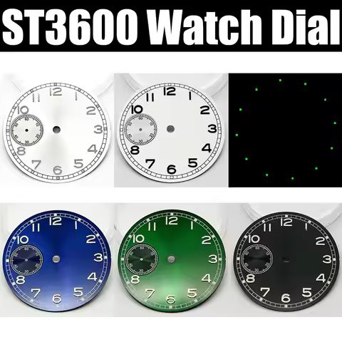 RICHUS ETA6497 Sterile 37mm Sunburst Watch Dial With Green Night Light Fitting ETA6497 ST3600 Moveme