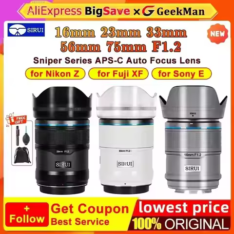 Sirui Sniper Series 23mm 33mm 56mm 16mm 75mm F1.2 APS-C Auto Focus Lens For Sony E Mount Fuji X Moun