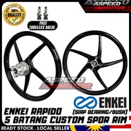 ENKEI RAPIDO 5BATANG CUSTOM SPORT RIM 1.4/1.4 1.6/1.6 GOLD BLACK Y15 Y16 SIAP BEARING SIAP BUSH 5 BA