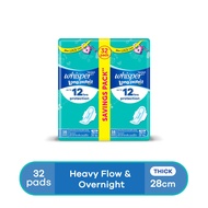 Whisper Long Protect 32 Sanitary Pads with Wings for Heavy Flow & Overnight 28cm