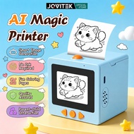 JQVITEK TalkDraw 100 AI Printer Voice to Image 2.4" IPS Screen Mini Inkless Printer for Kids Creativ