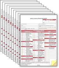 Annual Vehicle Inspection Report Form 10-pk. - Snap-Out Format, 3-Ply, Carbonless, 8.5" x 11.75" - M