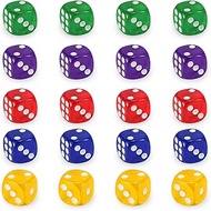 KSJEHW Pack of 20 Polyhedral Dice D6 Dice Play Dice Acrylic 14 mm Colourful Dice Multicoloured Dice 