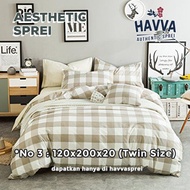 havva sprei - emly khaki sprei aesthetic kasur spring bed &amp; kasur busa - no3(120x200x20)