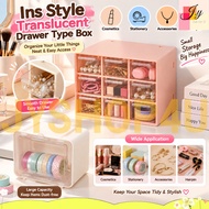 (JYSHOP4U) 💖 Girly Heart Transparent Drawer Storage | 9-Grid Stackable Dust-Proof Box | 塑料收纳盒