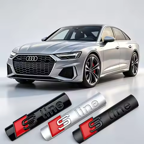 1PCS 3D Metal Stying Emblem Grill Front Hood Badge Grille Sticker Accessories For Audi SLine A3 A4 B