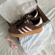 ADIDAS GAZELLE BOLD Berry Brown Earth Color Pink Thick-Soled Heightening Deconstruction Women's Shoe