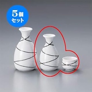 Set of 5 Sake Set Kouzuzu Tide Small Tokuri + Glass Set [Tokkuri 7 x 12 cm 190 cc] Cup 2.1 x 2.1 x 1