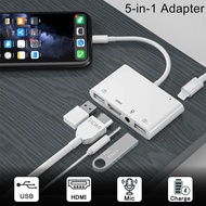 8 Pin HDMI Digital Av Adapter Dual USB/OTG Hub For iPhone/iPad 1080p TV Mic Audio Live-Stream Conver