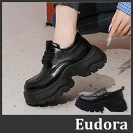 [Eudora] Preppy Style Plain Lace-Up Small Leather Shoes Thick-Soled Loafers Oxford Shoes Student Sho