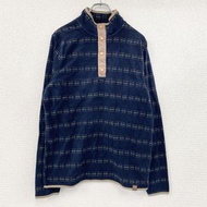 古著 LIV OUTDOOR 半扣抓絨套頭衫，帶 Synchilla 按扣，海軍藍，L 碼