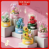 TOUHAO Music Flower Blocks Toys Music Flower Box Bricks Toys DIY Valentine's Flower Blocks