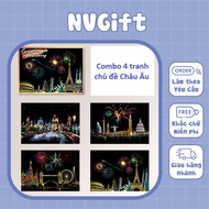 Set of 4 premium Korean scraping paintings in A5 size to help reduce stress