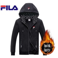 2018冬季 斐樂 FILA 運動涮毛外套 加絨加厚連帽外套 潮流大碼跑步服 兩側拉鏈 連帽防風外套 純棉百搭色涮毛外套