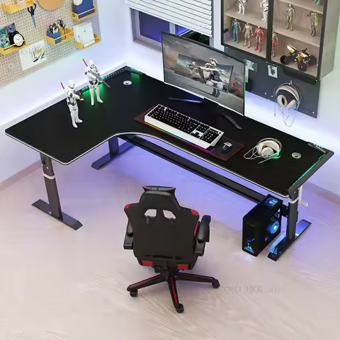 Corner Lifting Desktop Computer Desks Gaming Table Home Bedroom Writing Office Table L Shaped Gaming