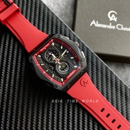 [Original] Alexandre Christie 6608MCRIPBARE Chronograph Sporty Men Watch with Black Dial Red Silicon Strap