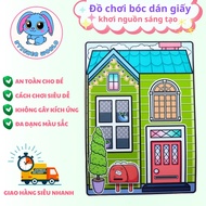 Green house paper house toy of pink-haired girl