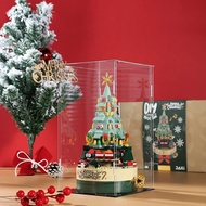 JiaChic 1302 ต้นคริสต์มาสที่มีสีสัน Building Blocks หมุนเพลงกล่องจีนคริสต์มาส Building Blocks ของขวั