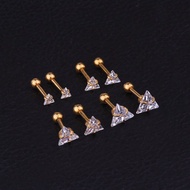 (H3)三角形钻Triangular medical Titanium steel ear bone nails real zircon diamond nails mini do not fade三