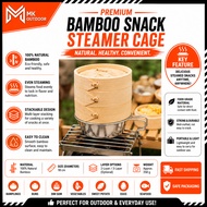 Bamboo Snack Steamer Cage with Lid Chinese Steamer Basket Reusable Home Cookware