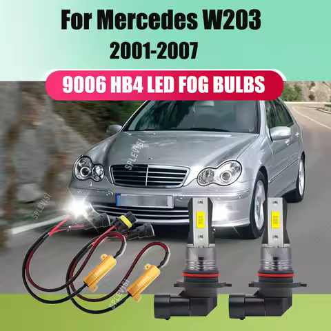 HB4 9006 LED Fog Light + 50W 6 Ohm Error Free Load Resistor Wiring Harness For Mercedes W203 2001 20