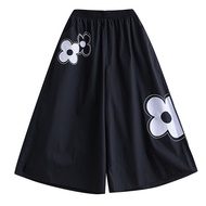 XITAO Black Print Female Pants Loose Women Culottes Simplicity Casual Wide Leg Pants Summer All-match New WLD20134