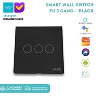 New BARDI Smart Wall Switch WiFi EU 3 Gang Black - Advanced Touch Switch