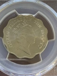 1989年，香港早期二元硬幣，香港政府 貳圓  伊利沙伯二世波浪形$2  2元，BU原光全新品相，PCGS金盾評MS65，B79 全新﻿壹圓 香港1元 香港貳元 香港2元 香港伍元 香港5元 香港五元