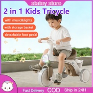 3 Wheels Balance Bike 2 in 1 Music+Lighting Tricycle Kids Push Bike Basikal Budak 1-6 Tahun Bicycle 
