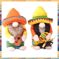 (ZWNA) 2Pcs Fiesta Gnome Couple Tomte for Mexican Taco Tuesday Dwarf for Home Kitchen Tiered Tray De