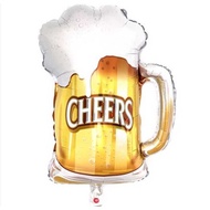Cheers Glass Foil Balloon – 27" Yellow Champagne Celebration Balloon Party Decoration