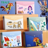 TEALY 5PCS/Set A4 File Folder, Waterproof Large Capacity File Bag, Cartoon PP Anime Characters Snap-