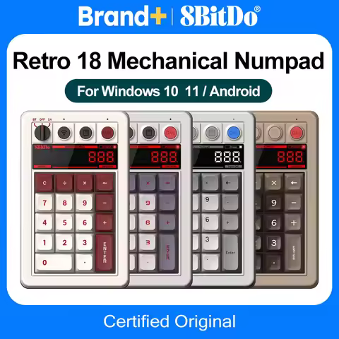 8BitDo Retro 18 Mechanical Numpad Compatible with Windows 10 11 Android Bluetooth 2.4G USB-C Calcula