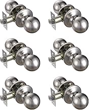 6PCS Contemporary Door Knob Lockset, Passage, Satin Nickel 5763-SN-SET (6 Pack, Hall/Closet)