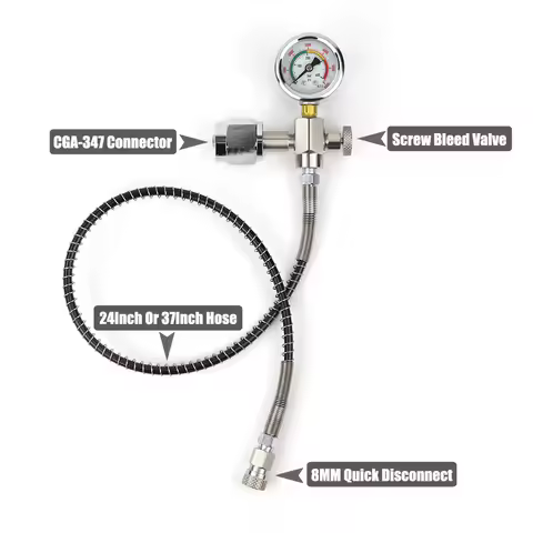 Scba Fill Station CGA347 Connector Charging Adapter With Hose and Gauge + Foster Quick Disconnect Ra