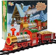 Play Moon Electric Train Set for Christmas Tree 39 PCS Deluxe Railway Train Tracks Set with Lights a