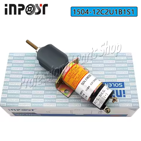 New 12V 1504-12C2U1B1S1 Fuel Shutoff Solenoid For Kubota DF-750 (2 terminals)
