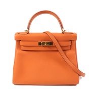 HERMES Togo皮革Kelly 28金扣手挽肩背兩用袋Orange
