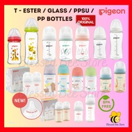 100% Original Pigeon T-Ester Glass PPSU PP SofTouch Wide Neck Baby Feeding Bottle 160ml 240ml 300ml (Botol Susu Bayi)