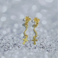 Cross 10k Gold Stud Long Earrings Earings SE28