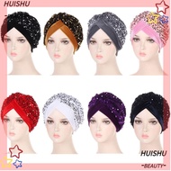HUISHU Turban Hat Stretchy Glitter Sequins Headscarf Hijab Chemo Cap