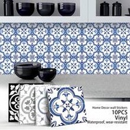 10pcs/Pack Boho Style Solid Color Ceramic Tile Stickers, Available In 10x10cm And 15x15cm Sizes; Boh