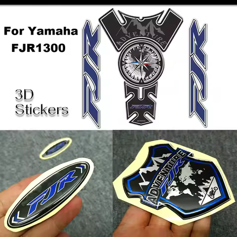 For Yamaha FJR1300 FJR 1300 Tank Pad Protector Side Fairing Emblem Badge Logo Windshield Trunk Alumi