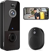 EKEN Wireless Doorbell Camera, Smart Video Camera with PIR Motion Detection, Cloud Storage, HD Live Image, 2-Way Audio, Night Vision, 2.4G WiFi Compatible, Battery Powered, 100% Wire-Free, Black
