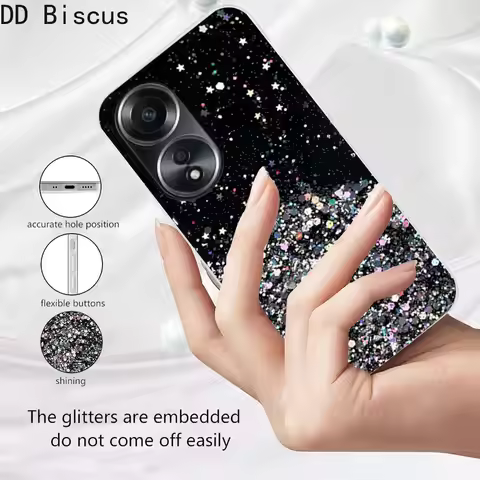 Glitter Case For OPPO A18 A38 A58 A78 A98 A79 A57 A77 5G A74 A54S A16 A17 Girly Sparkly Bling Bling 
