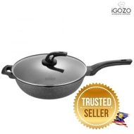 [ LOCAL READY STOCKS ] iGOZO EPSILON 32CM NON-STICK PREMIUM GRANITE STIRFRY WOK + GLASS LID